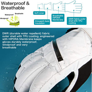Waterproof Winter Ski <b>Gloves</b> Insulated Snow <b>Gloves</b> Thermal Outdoor Sports <b>Gloves</b> for Skiing Snowboarding Hiking OEM Custom - Product Image 5