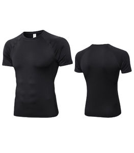 Chemise de sport unisexe pour homme, manches courtes, noire, anti-bactérienne, respirante, UPF50+, séchage rapide, polyester/spandex - Product Image 2