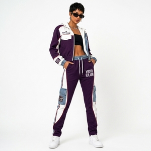 Ensemble pantalon et veste en jean oversize décontracté pour femme, style streetwear, coupe ample, longueur intégrale, deux pièces - Product Image 1