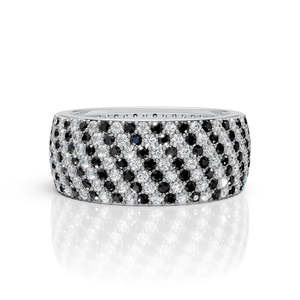 Men's Round Cut Moissanite Band 925 <b>Silver</b> <b>Black</b> <b>Stone</b> Iced Out Statement <b>Ring</b> Luxury Diamond Hip Hop Jewelry Party Wear Band - Product Image 1