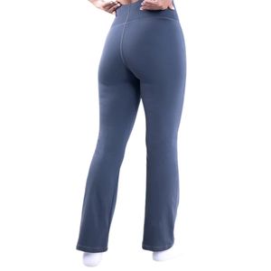 Pantalon évasé taille haute bleu acier pour femme, coupe slim extensible, style bootcut, longueur complète, décontracté, legging de yoga, mode - Product Image 4