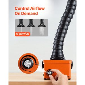 Estrattore di Fumi per Saldatura Brushless da 40W, 80 m³/h, Forte Aspirazione, Filtri a 2 Stadi, Flusso d'Aria Regolabile, per 80 Stazioni di Saldatura - Product Image 4
