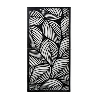 Décoration murale moderne en métal, design feuille, cadre noir, décoration intérieure pour salon, décoration murale durable