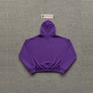 Sudadera con capucha morada extragrande al por mayor, estilo urbano con cremallera frontal y bolsillos, diseño transpirable de felpa francesa, ideal para otoño. - Product Image 6