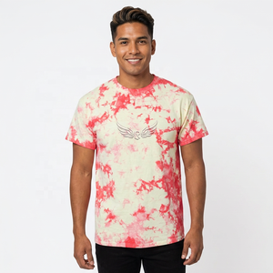 <b>Tie</b>-Dye Short Sleeve Men's T-Shirt With Wing Logo Regular Fit Casual O-Neck <b>Knitted</b> Fabric - Product Image 5