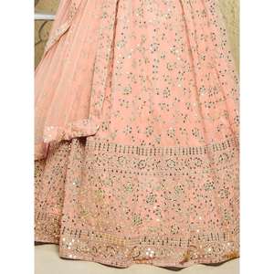 Superb Light Pink Lentejuelas Georgette Lehenga Choli Con Dupatta - Product Image 2
