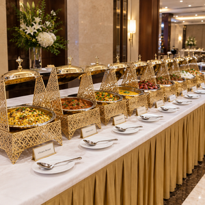 Calentador de Comida Tipo Buffet de Lujo con Base Dorada en Forma de A, Tapa Colgante con Diseño de Estrellas y Cubierta de Cúpula - Product Image 3