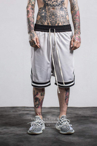 Men's White Solid Color Polyester Sport Shorts Drawstring Waist <b>Mid</b> Rise With Zippers Quick Dry Knitted Fabric - Product Image 6
