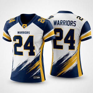 Camiseta Deportiva Warriors 24 para Hombre, Blanca, Azul Marino y Dorada, Cuello en V, Manga Corta, Transpirable, de Malla, para Fútbol Americano - Product Image 1
