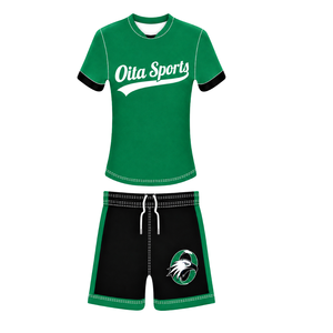 Ensemble short et maillot de football vert léger – Tenue de sport athlétique pour l'entraînement – Vêtements de sport d'équipe à manches courtes - Product Image 1