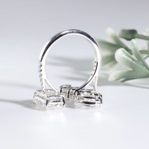 White Gold Lab Grown Radiant Diamond <b>Ring</b> <b>Open</b> Wing Cluster Five Brilliant Cuff Bypass Marquise Crown Wedding Anniversary <b>Ring</b> - Product Image 3