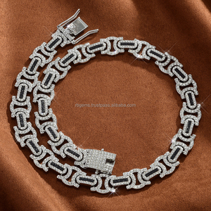 Collar de Plata de Ley 925 con Oro Amarillo de 14K, Estilo Hip Hop Miami Cuban Link, Cadena de Cuerda con Moissanita de 8mm-15mm, Certificado IGI - Product Image 2