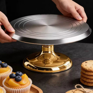 Metal Rotating <b>Cake</b> <b>Stand</b> Revolving Decorating <b>Stand</b> Smooth <b>Spin</b> Platform For Baking Pastry Display Kitchenware And Decoration - Product Image 4