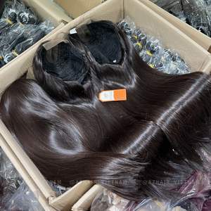 Peluca de cabello humano Remy de longitud completa alineada con cutícula virgen vietnamita de alta calidad, extensiones de máquina de estilo de onda recta sedosa - Product Image 6