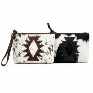 กระเป๋าใส่เครื่องสำอางหนังวัวแท้ |   กระเป๋าเครื่องสำอางแบบตะวันตก Aztec Hair-On พร้อมซิป, กล่องจัดระเบียบเครื่องสำอาง, รับผลิตตามแบบ OEM - Product Image 1