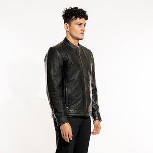 Veste en cuir de peau de mouton de haute qualité, au design optimal, avec impression de logo personnalisée, manches longues, col montant pour homme - Product Image 3