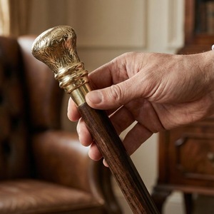 Bâtons de marche rustiques modernes en bois naturel écologique avec poignée en laiton poli, idéaux pour les cadeaux - Product Image 5