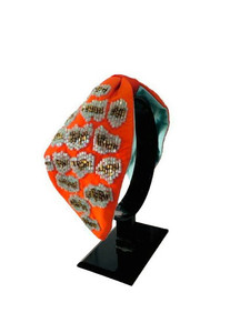 Hot Selling Leopard Print <b>Headband</b> for Women and Girls Neon Orange Designer Padded Hairband Trendy Nnimal Print Fashion Hairband - Product Image 4