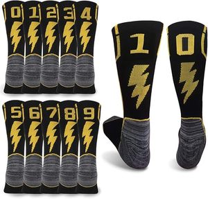 Calcetines Deportivos Hasta la Rodilla con Estampado de Rayo y Número para Baloncesto, Adultos, Spandex, Poliéster, Tejido de Punto, Secado Rápido, Verano - Product Image 2