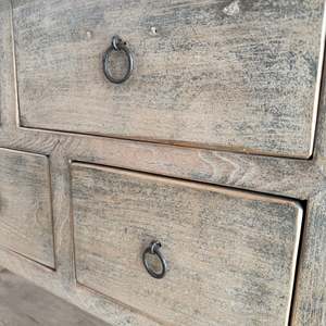 Antique <b>Console</b> <b>Table</b> With Drawers Rustic Bleached Solid Wood Entryway Multi Drawer Sideboard Farmhouse Hallway Sofa <b>Desk</b> - Product Image 5