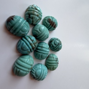 TFH natural Blue-<b>green</b> Turquoise carving pcs for <b>jewellery</b> making 12x10 shape oval CAN DO MULTI SIZE - Product Image 6