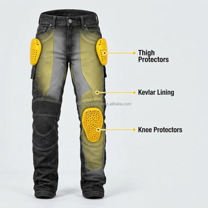 Rugged <b>Men's</b> Winter <b>Biker</b> <b>Jeans</b> with Sturdy Denim Protective Panels Breathable Comfortable Fit and Flexible Construction - Product Image 6