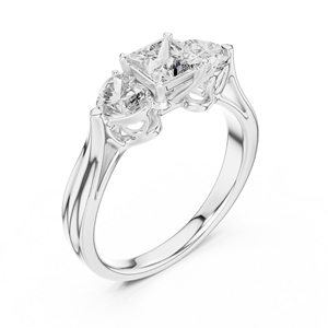 Anillo de Compromiso con Tres Diamantes Cultivados en Laboratorio, Anillo de Propuesta Clásico Minimalista, Elegante Joya de Diamantes para Novia - Product Image 4