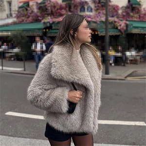Manteau en fausse fourrure pour femme AL SWANS INTERNATIONAL, couleur unie, épais, chaud, vêtement d'extérieur d'hiver, manches longues, bordure en fourrure, style classique - Product Image 2