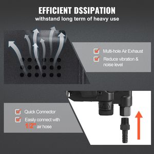 Llave de Impacto Neumática de 1 Pulgada con 2 Empuñaduras, 2730 ft-lb de Torque de Salida Reversible, Ligera, Pistola de Aire de Alta Resistencia - Product Image 5