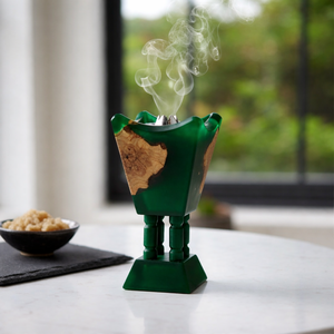 Quemador de incienso contemporáneo de estilo árabe con incrustaciones de resina y madera, ideal para regalos especiales de Ramadán y Eid, Mubkhara moderna, Medkhan personalizado. - Product Image 3