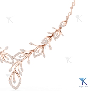 Lab Grown Diamond Botanical <b>Leaf</b> Statement Necklace KRUP JEWELS 14K/18K Solid Gold Brilliant Cut Pave Floral Bridal Gift <b>Jewelry</b> - Product Image 3