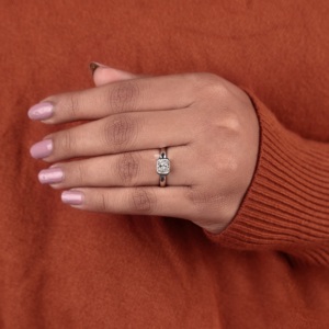 Radiant Cut Lab Grown Diamond Solitaire Ring 14K White Gold Bezel Set East West Engagement Ring Handmade <b>Bridal</b> Ring Wholesale - Product Image 4