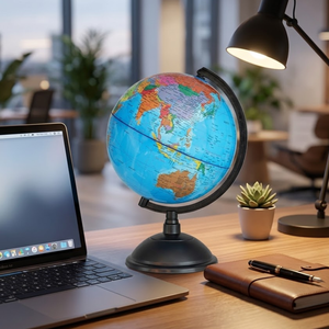 Globo Terráqueo Moderno para Escritorio Ejecutivo con Mapa del Mundo Detallado |   Globo Terráqueo Educativo para Escritorio de Oficina, Mesa de Estudio y Decoración del Hogar - Product Image 2