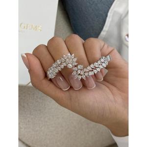 Luxury White <b>Gold</b> Pear Oval Round Cut Lab Grown Diamond Open <b>Bangle</b> Cluster Cuff Bracelet for Women High Fine Jewelry & Gift - Product Image 4