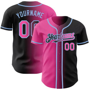 Maillots de baseball personnalisés en polyester de haute qualité, rouge et noir, rose-bleu clair, authentiques, dégradés, tendance - Product Image 3