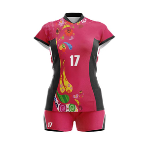Conjunto de Uniforme de Voleibol Personalizado con Estampado Floral Paisley Rosa para Mujer, Manga Corta, con Icono de Jugadora - Product Image 2