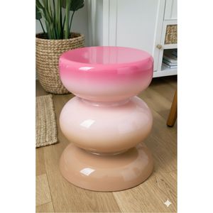 Modern Gradient <b>Pink</b> Stacked Accent Stool Wholesale Round Glossy Coffee Table Living <b>Room</b> Home <b>Decor</b> Furniture Metal Side Table - Product Image 1