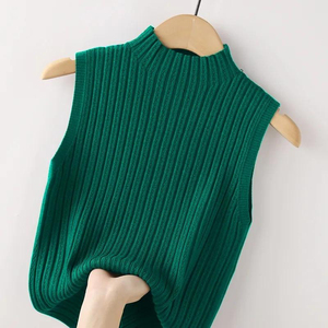 Women's Casual & Party wear tank <b>Top</b> High Demand Summer Inner Wear Short Mid-neck Knitted Sleeveless T-shirt for Women - Product Image 6