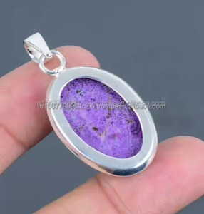 Colgante Charoite Plata de Ley 925 Charoite Piedra Natural cabujón ovalado Charoite piedra preciosa Colgante de Piedra púrpura de alta calidad - Product Image 3