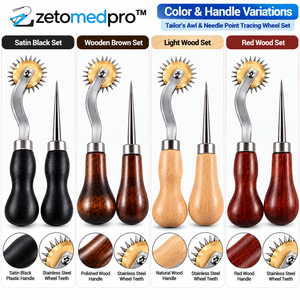 Ensemble de 2 outils de marquage pour tailleur : aiguille à coudre et roue de traçage à pointe, en acier inoxydable avec manche en bois et plastique, ZETOMEDPRO - Product Image 5