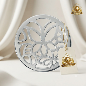 Salvamanteles Redondo de Metal Plateado Pulido con Diseño Floral de Mariposa, Resistente al Calor, para Ollas Calientes, para Mesa de Cocina y Comedor - Product Image 1