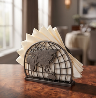 Porte-serviettes en métal design globe terrestre, texture moulée, pour cuisine et salle à manger, article pour commande en gros