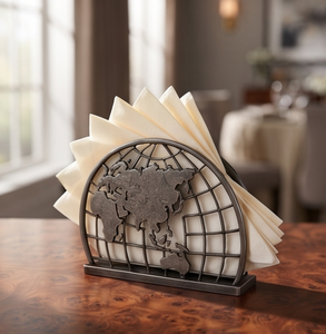 Servilletero de Metal con Diseño de Globo Terráqueo, Texturizado, para Cocina, Comedor, Vajilla, Artículo para Pedidos al por Mayor - Product Image 4