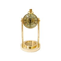 Horloge de table analogique en laiton antique élégante Horloge à quartz en verre vintage pour la décoration de la maison et du bureau Cadeau de mariage Fabriqué en métal durable