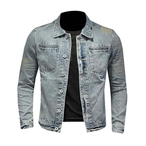 Men Denim Jean Jacket Casual Outwear Fall Jacket Denim Button <b>up</b> Coat Oversize Denim Jacket for Men Custom Logo OEM Service - Product Image 2