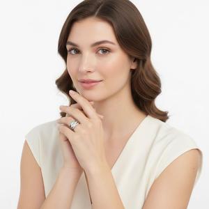 <b>Emerald</b> Cut Moissanite Modern Open Band Statement <b>Ring</b> for Women Wedding Anniversary 925 Sterling <b>Silver</b> Fine Jewelry Wholesale - Product Image 5