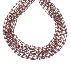Chaîne de chapelet hydrofugée lavande avec perles rondelles facettées de 3 mm, fil métallique couleur bronze, vente en gros - Product Image 2