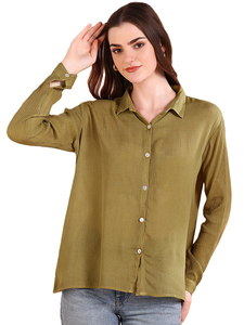 Camisa Holgada de Manga Larga con Cuello Abotonado y Estampado Tie-Dye Hecho a Mano en Rayón para Mujer, Marca Maaesa - Product Image 1