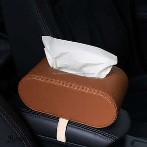 Boîte à mouchoirs en cuir marron, parfaite pour le bureau, la maison, l'intérieur de la voiture, distributeur de serviettes en cuir, écologique - Product Image 1