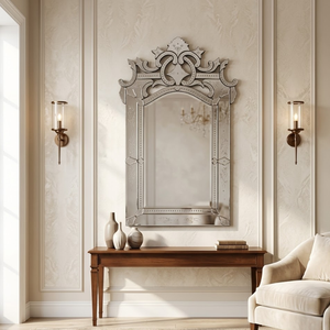 Miroir mural décoratif baroque vénitien de qualité supérieure |   Miroir en verre de style antique pour salon, hôtel et intérieurs classiques - Product Image 2